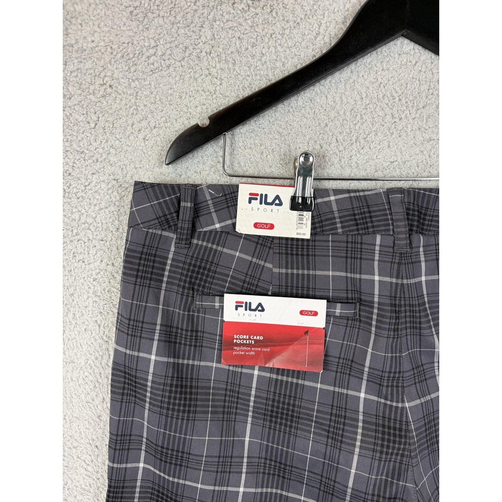 FILA Sport Golf Shorts Mens 36 Gray Plaid Microfiber Stretch 11 Inseam Men New - Picture 1 of 10